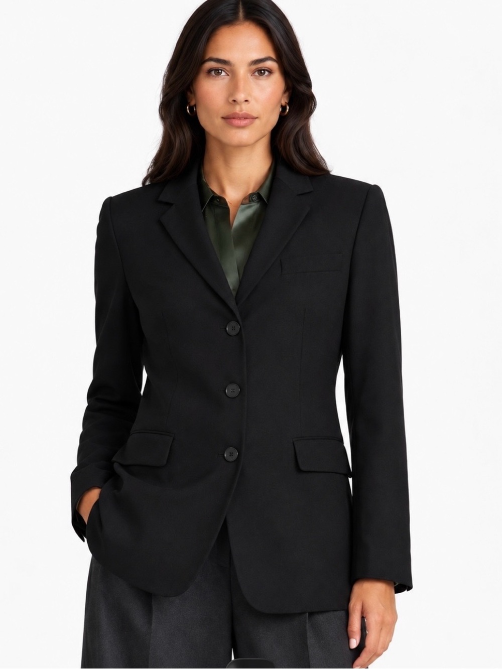 Emporio Armani Wool Blazer Jacket Black 10 Career Corporate Designer Old Money